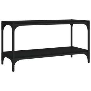 Lumarko Szafka pod TV, czarna 80x33x41 cm materiał drewnopochodny/ stal - Szafki RTV - miniaturka - grafika 3