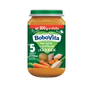 BoboVita obiadek w słoiczku po 5 miesiącu Warzywa w Potrawce z Królikiem 200 g - Dania dla dzieci - miniaturka - grafika 1