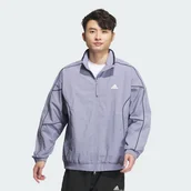 Bluzki damskie - Wording Loose Fit Wrinkled Nylon Woven Brushed Tricot Lined Track Top (Gender Neutral) - Adidas - miniaturka - grafika 1