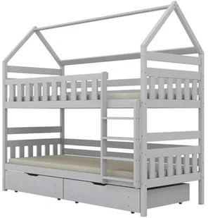 Łóżko piętrowe domek FELIKS 160x80 białe drewniane z szufladami KOCOT KIDS - Łóżka dla dzieci i młodzieży - miniaturka - grafika 1