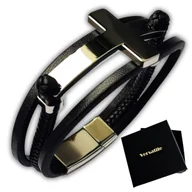 Bransoletki - Bransoletka skórzana Versatile, duży srebrny krzyż - miniaturka - grafika 1