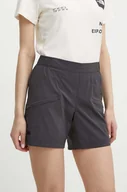 Spodenki damskie - Helly Hansen szorty outdoorowe Elv Light kolor szary gładkie high waist 63304 - miniaturka - grafika 1