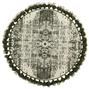 Dywany - Beliani Dywan okrągły z chwostami 120 cm kremowo-zielony KAHTA - miniaturka - grafika 1