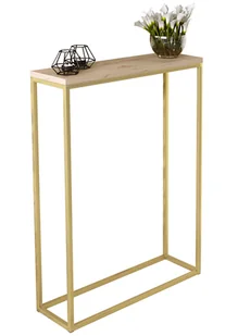 Wąska Konsola Do Korytarza Złoty + Dąb Artisan D8-Z79 - Konsole i sekretarzyki Wąska Konsola Do Korytarza Złoty + Dąb Artisan D8-Z79 - Konsole i sekretarzyki - miniaturka - grafika 1