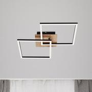 Lampy sufitowe - Briloner Lampa sufitowa LED Frame Switch dim, czarna/drewno - miniaturka - grafika 1