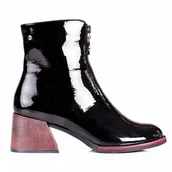 Botki damskie - Lakierowane botki damskie na stylowym obcasie Vinceza czarne - miniaturka - grafika 1