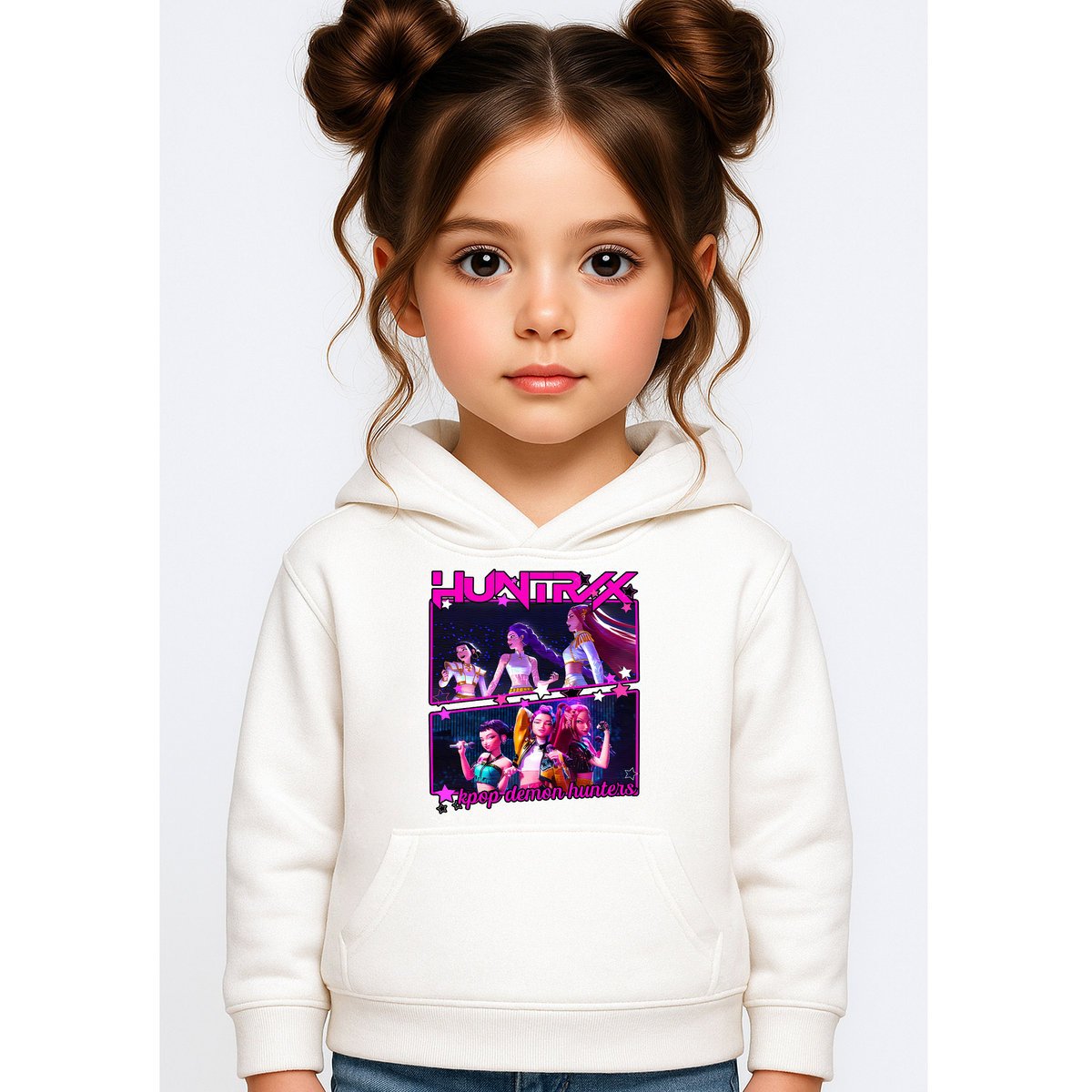 BLUZA DZIECIĘCA KPOP DEMON HUNTERS HUNTRIX 134-140 Z KAPTUREM BAWEŁNIANA