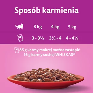 WHISKAS Adult saszetki 12 x 85 g Klasyczne Posiłki - mokra karma dla dorosłego kota, w sosie (kawałki z: wołowiną, kurczakiem, jagnięciną, drobiem) - Mokra karma dla kotów - miniaturka - grafika 4