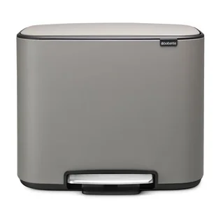 Brabantia Bo Pedal Bin Dwukomorowy Szary Kosz Do Segregacji Śmieci Ze Stali Nierdzewnej - Kosze na śmieci - miniaturka - grafika 1