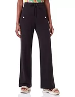 Spodnie damskie - Moschino Damskie spodnie z bawełny, polaru, wielokolorowe, zatrzaski z odkrytymi okrągłymi nogawkami, na co dzień, czarny, 38 PL - miniaturka - grafika 1