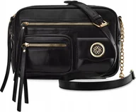 Torebki damskie - Monnari duża listonoszka damska torebka na ramię kieszonki torba czarna - miniaturka - grafika 1