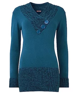 Joe Browns Damski sweter z dzianiny z kołnierzem szalowym, zielony, 10, Niebieskozielony, 36 - Swetry damskie - miniaturka - grafika 1