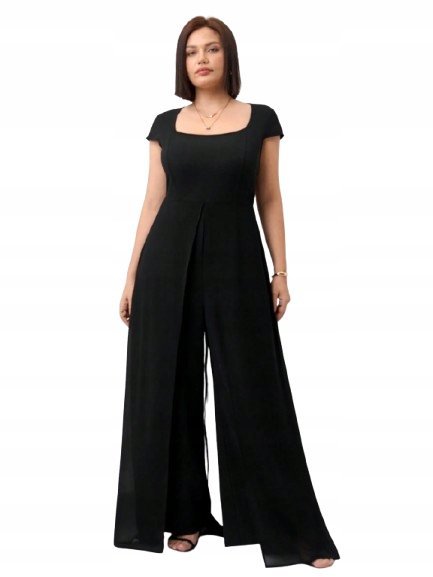 SHEIN PLUS SIZE CZARNY KOMBINEZON DAMSKI ELEGANCKI GŁADKI 46 1_C