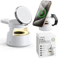 Ładowarki samochodowe - DUZZONA W23 - ładowarka indukcyjna 5w1 z głośnikiem Bluetooth i podświetleniem, kompatybilna z MagSafe 15W czarna - miniaturka - grafika 1