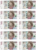 Dodatki do ciast w proszku - Opłatek Na Tort Banknoty Złoty 500 ZŁOTYCH-10 Szt. - miniaturka - grafika 1