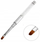 Akcesoria do paznokci - Pędzel okrągły do żelu #8 z kryształkami Clear - miniaturka - grafika 1