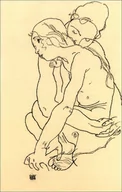 Plakaty - Woman and Girl Embracing, Egon Schiele - plakat Wymiar do wyboru: 50x70 cm - miniaturka - grafika 1