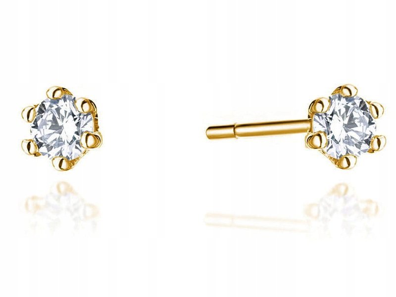Złote kolczyki 585 BRYLANTY W KOSZYCZKU 0,40g z diamentami na sztyft 14k
