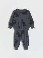 Bluzy i sweterki niemowlęce - Reserved - Bawełniany komplet z nadrukiem - ciemnoszary - miniaturka - grafika 1