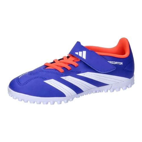adidas Buty piłkarskie, uniseks Club Hook-and-Loop J, buty do gry w stylu turf, Lucid Blue Ftwr biały słoneczny czerwony, 38 EU