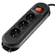 Listwy zasilające - Hama Comfort 3GN czarna 44121927 Listwa zasilająca + wyłącznik 1.5m 44121927 - miniaturka - grafika 1