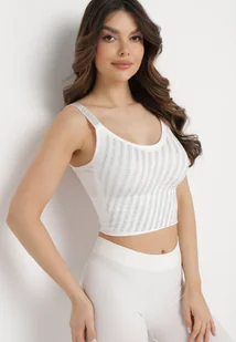 Biały Dopasowany Top z Drobnymi Cyrkoniami Eraina - Bluzki damskie - miniaturka - grafika 1