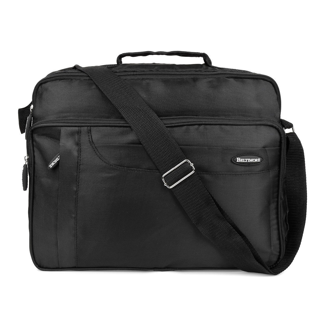 Duża męska torba trzykomorowa czarna do pracy Beltimore R32 czarny