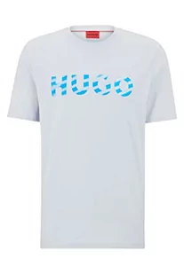HUGO Męski T-shirt Dulivio U232 z bawełny organicznej z nadrukiem logo 3D, Medium Grey36, S - Koszulki męskie - miniaturka - grafika 1