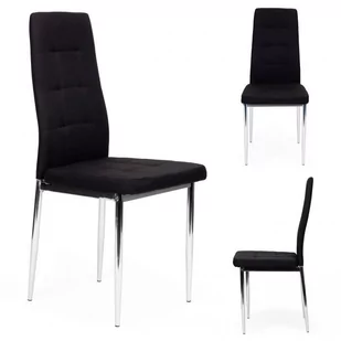 Krzesła tapicerowane czarne pikowane 4x krzesło do - Krzesła - miniaturka - grafika 1