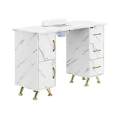 Stoliki do manicure - physa Biurko do manicure z pochłaniaczem marmurowe / złote 3 szuflady podpórka pod dłonie - Biurka do manicure - miniaturka - grafika 1
