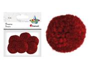 Masy plastyczne - TITANUM Pompony włóczkowe 3cm ciemnoczerwone 6szt - - miniaturka - grafika 1