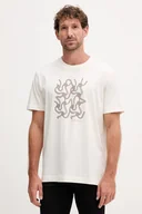 Koszulki męskie - Joop! t-shirt bawełniany męski kolor beżowy z nadrukiem 30047002 - miniaturka - grafika 1