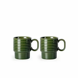 Filiżanki do kawy, 2 szt., zielone, ceramika, 0,25 l, wys. 9 cm kod: SF-5018370 + Sprawdź na SuperWnetrze.pl - Filiżanki - miniaturka - grafika 1