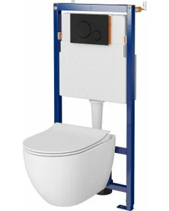 Cersanit Tech Line Opti Set B637 Zestaw Toaleta WC bez kołnierza + deska wolnoopadająca + stelaż podtynkowy WC + przycisk spłukujący WC S701-671 - Stelaże i zestawy podtynkowe do WC - miniaturka - grafika 2