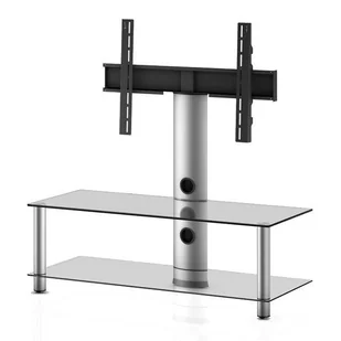 Sonorous NEO110 C-SLV Szkło przeźroczyste aluminium srebrne Stolik rtv z uchwytem do tv 7n110cs - Szafki RTV - miniaturka - grafika 1
