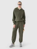 Spodnie sportowe damskie - 4F Spodnie dresowe joggery damskie - oliwkowe/khaki XS - miniaturka - grafika 1