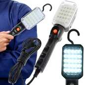 Oświetlenie warsztatowe - Lampa Warsztatowa Led 230V 12W Przewodowa Na Magnes Hak Latarka Garażowa - miniaturka - grafika 1