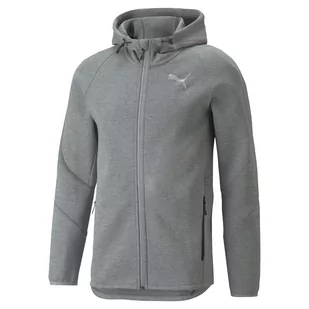 Bluza z kapturem męska Puma EVOSTRIPE FULL-ZIP szara 84740103-S - Bluzy męskie - miniaturka - grafika 1