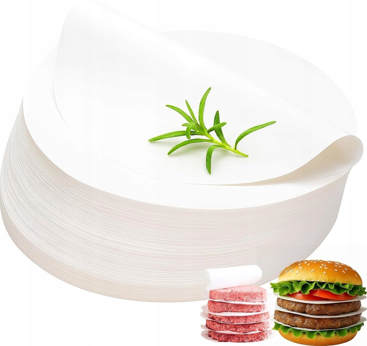 PAPIER 500 SZTUK 15 CM OKRĄGŁY DO BURGERÓW NIEPRZYWIERAJĄCY UNIWERSALNY