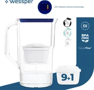 Dzbanki i imbryki - Wessper 2,8-litrowy dzbanek filtrujący z licznikiem LED Kompatybilny z Brita Maxtra Zestaw 10 dzbanków filtrujących + wkład filtrujący - Niebieski - miniaturka - grafika 1