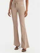 Spodnie sportowe damskie - Juicy Couture Spodnie dresowe Christine JCWBJ126309 Beżowy Flared Leg - miniaturka - grafika 1