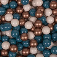 Suche baseny - KiddyMoon Plastikowe piłeczki 7cm ciemny turkus-pastelowy beż-miedziany 50 Zabawka zestaw kulek - miniaturka - grafika 1
