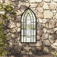 Pozostałe ozdoby ogrodowe - vidaXL Lustro ogrodowe, czarne, 100x45 cm, żelazne - miniaturka - grafika 1
