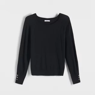 Swetry damskie - Reserved - Gładki sweter z wiskozą - Czarny - grafika 1
