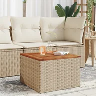 Stoły ogrodowe - vidaXL Stół ogrodowy, beżowy 55x55x37 cm, rattan PE i drewno akacjowe - miniaturka - grafika 1
