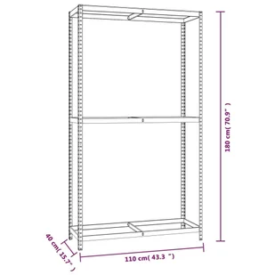 2-poziomowy regał na opony, kolor srebrny, 110x40x180 cm, stal - Szafy i regały magazynowe - miniaturka - grafika 9