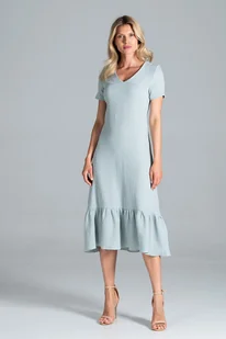 Rozkloszowana SUKIENKA z falbaną na dole | dekolt w serek | Miętowa L - Sukienki Rozkloszowana SUKIENKA z falbaną na dole | dekolt w serek | Miętowa L - Sukienki - miniaturka - grafika 1