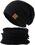 Czapki męskie - Męski Ciepły Zimowy Komplet Czapka Komin Na Zimę - miniaturka - grafika 1