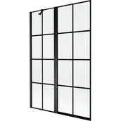 Parawany nawannowe - Mexen Mist parawan nawannowy 2-skrzydłowy lewy 120 x 150 cm, czarna kratka, czarny - 8A9-120-011-70-77-L - miniaturka - grafika 1