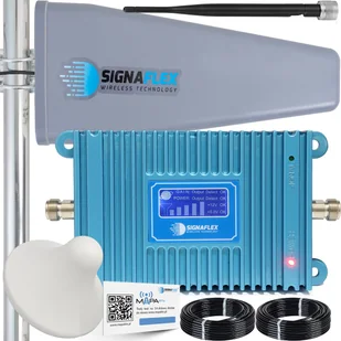 Zestaw Wzmacniacz Zasięgu Sygnału Telefonu Internetu Komórkowego GSM Blue LCD GSM980 + Antena T2 23dBi 10m + 1x Grzybek + Bat - Wzmacniacze sygnału wifi - miniaturka - grafika 1
